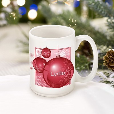 Personalized Holiday Red Ornament Mug